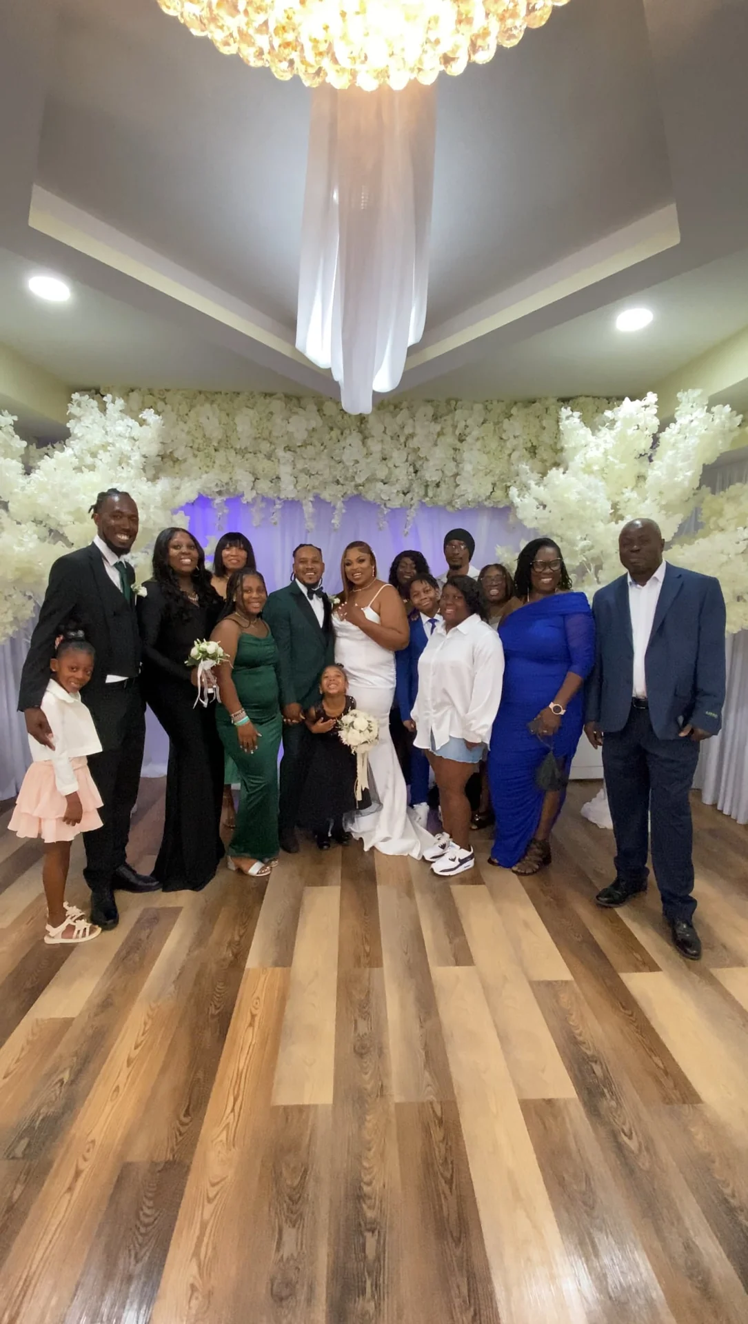 Family celebrating the newlyweds