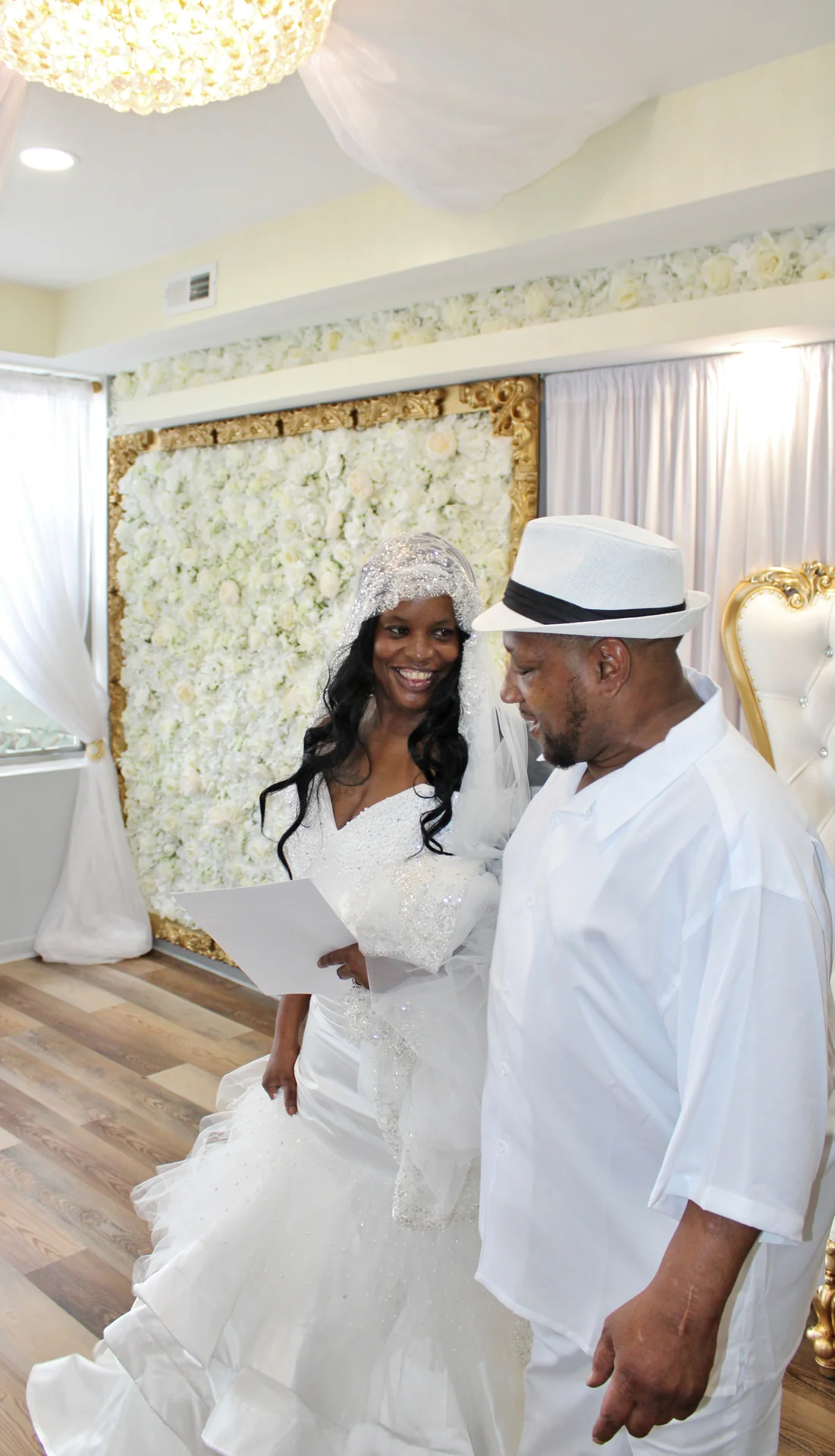 Couple reading their vows
