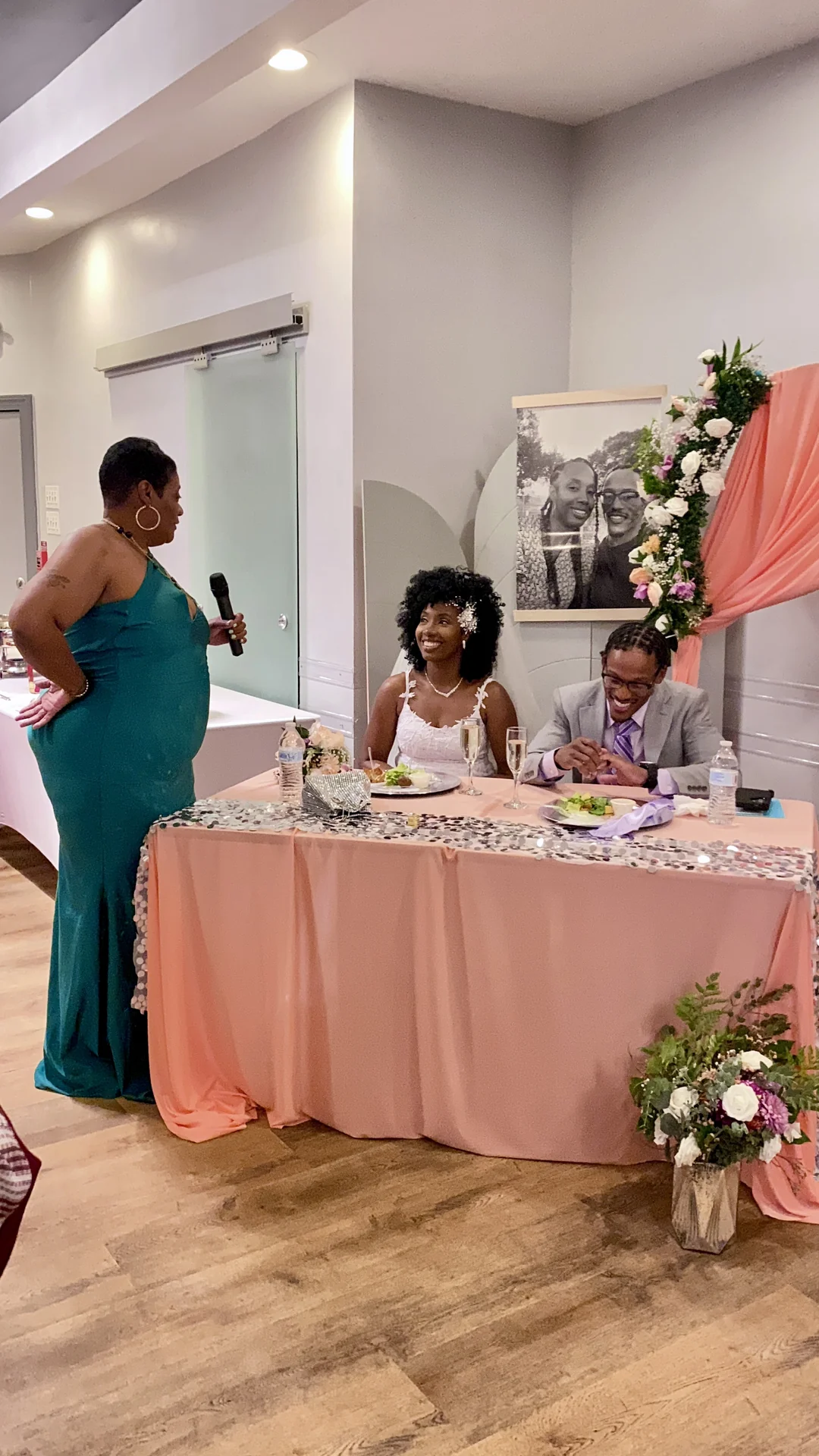 Bride and groom at the sweetheart table